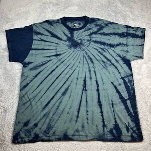 Nike Tie-Dye Logo T-Shirt XXL Men’s Embroidered Blue Spiral Graphic Cotton Shirt